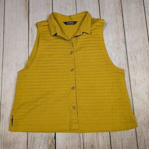 Yacco Maricard Sleeveless Button‎ Down Top Textured Mustard Yellow Size 3